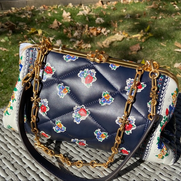 Tory Burch Floral Cleo Handbag - Picture 2 of 8